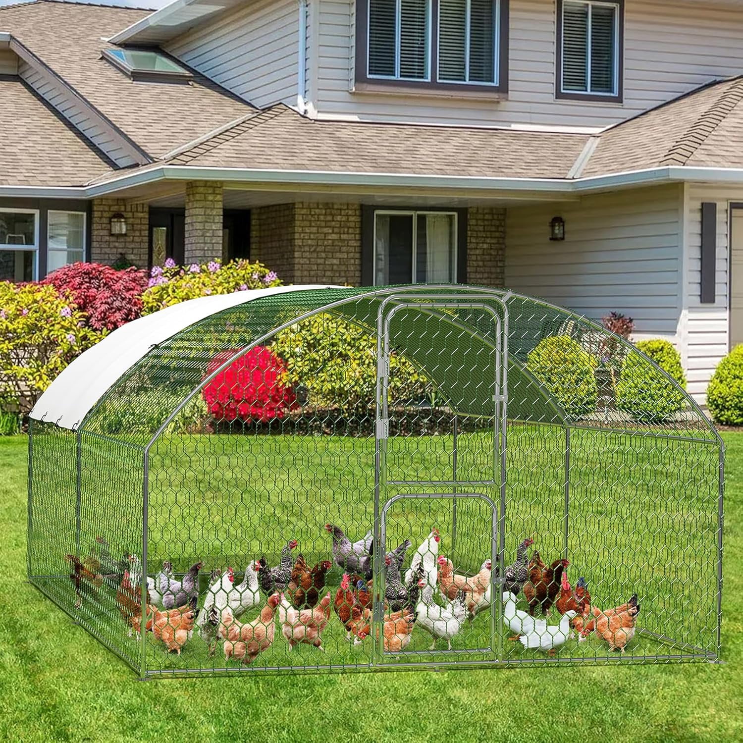Curated visual reference: Visual Reference: Lumiparty Large Metal Chicken Coop Walking Poultry Cage Hen Run