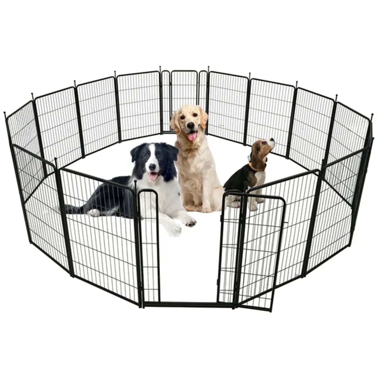 Lumiparty Metal Dog Playpen, 40" Height 16 Panels Dog Fence ,Heavy Duty Pet Puppy Exercise Pen, Portable Pet Playpen for Indoor Outdoor Rv Camping Garden Yard