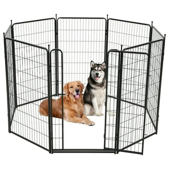 Lumiparty Metal Dog Playpen, 48" Height 8 Panels Dog Fence ,Heavy Duty Pet Puppy Exercise Pen, Portable Pet Playpen for Indoor Outdoor Rv Camping Garden Yard
