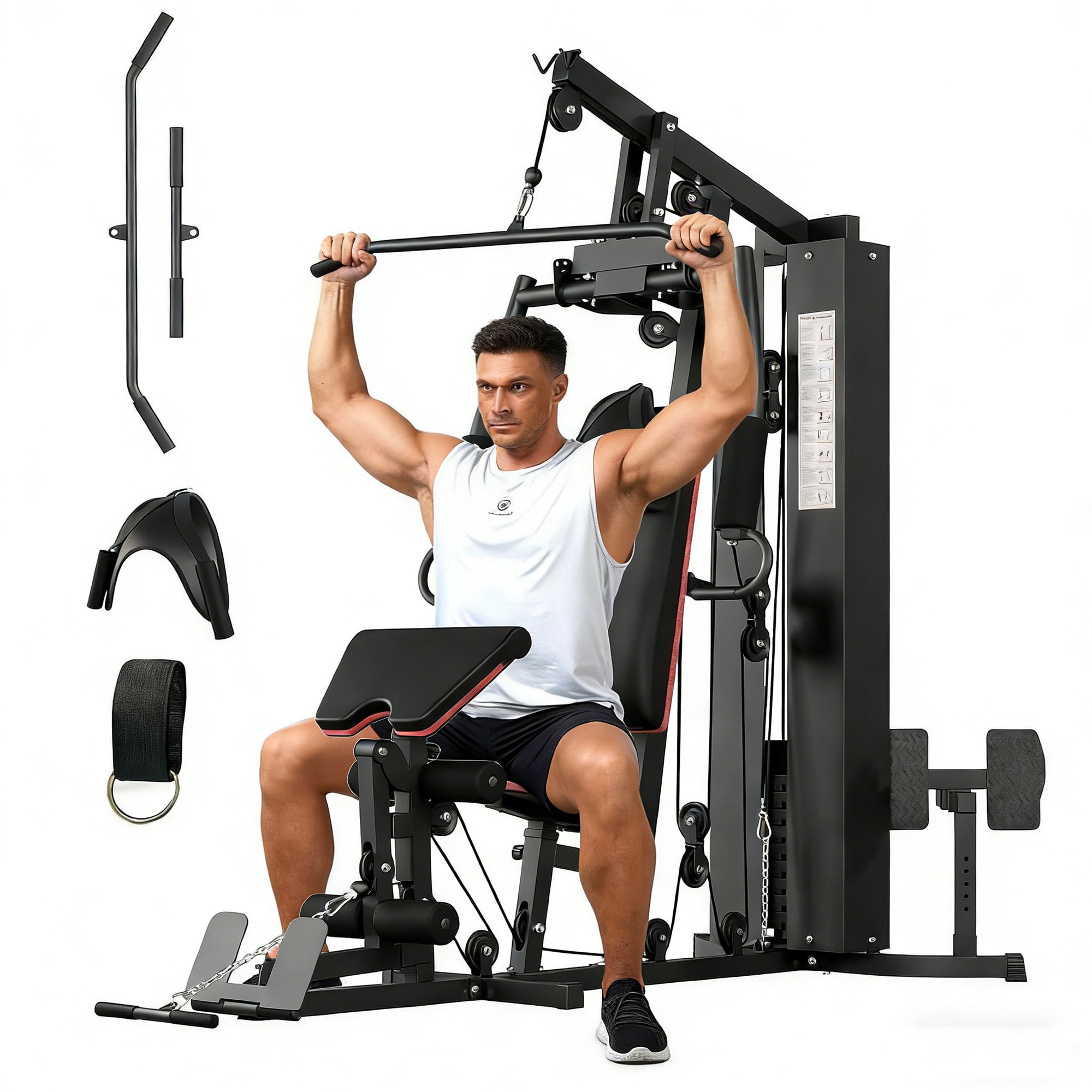 Lumiparty All in One Home Gym Equipment Machine w/ 150LBS Weight Stack ...