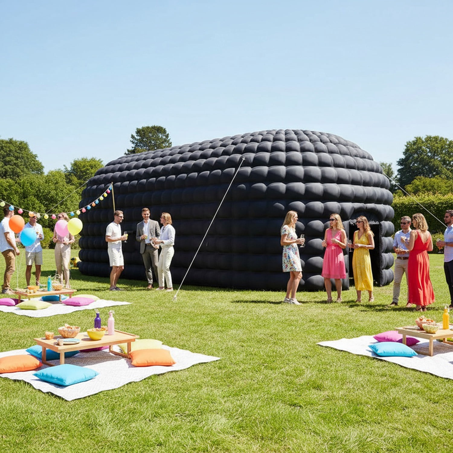 Lumiparty Outdoor Inflatable Nightclub Tent, 33.5x18.4x14.8 Ft Blow Up Party Tent with Roll-Up Door & Ventilation, with 950W Blower, for Adults Birthday, Wedding, Backyard, Black