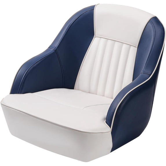 Lumiparty Pontoon Captain Bucket Seat With Thickened Sponge Padding, Fishing Chairs for Boats, Sightseeing, Speedboat, Canoe, White & Blue