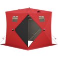 thumbnail image 1 of Lumiparty Pop Up Ice Fishing Tent with 49Ft LED Light Strip, Windproof Portable Hub Design, Fits 3-4 People, Red, 1 of 8