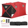 thumbnail image 1 of Lumiparty Pop Up Ice Fishing Tent with 49Ft LED Light Strip, Windproof Portable Hub Design, Fits 5-7 People, Red & Black, 1 of 8