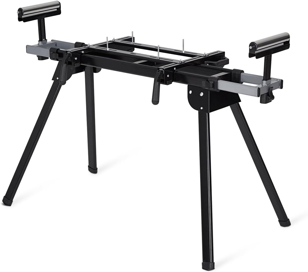 Lumiparty Professional Universal Miter Saw Stand, 440lbs Support, 76-4/5'' Max Sliding Rails & Tool-Free Adjustments, Portable & Lightweight for Job Sites, Black
