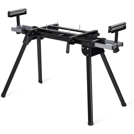 Lumiparty Professional Universal Miter Saw Stand, 440lbs Support, 76-4/5'' Max Sliding Rails & Tool-Free Adjustments, Portable & Lightweight for Job Sites, Black
