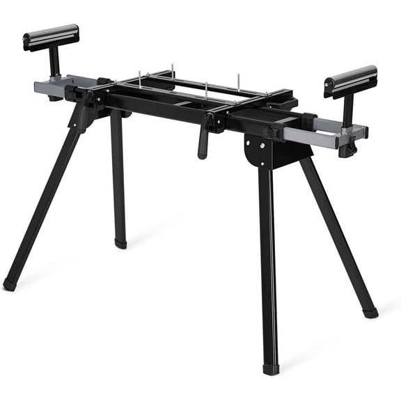 Lumiparty Professional Universal Miter Saw Stand, 440lbs Support, 76-4/5'' Max Sliding Rails & Tool-Free Adjustments, Portable & Lightweight for Job Sites, Black