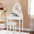 thumbnail image 1 of Twister.CK Vanity Table with LED Mirror & Stool, Modern Makeup Desk with 3 Lighting Modes, 3 Drawers, White, 1 of 8