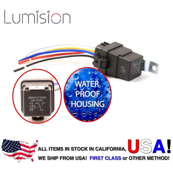 Lumision 40AMP 12V DC Water proof Relay and Harness 5-PIN SPDT Bosch Style 40A