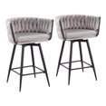 thumbnail image 1 of Lumisource Braided Renee Contemporary Counter Stool in Black Steel and Silver Velvet - Set of 2, 1 of 7