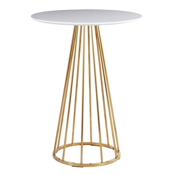 Lumisource Canary Counter Table With Gold Steel And White MDF T36-CANARY2 AUW