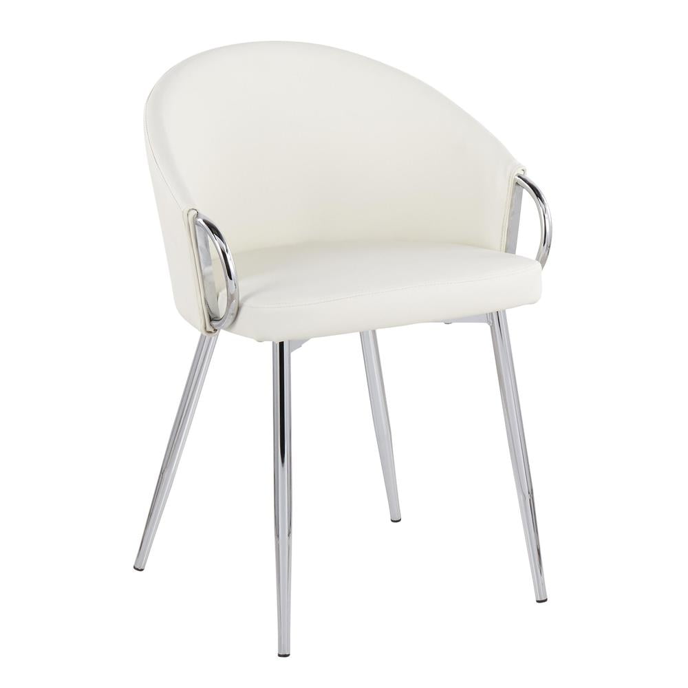 Claire White Faux Leather Low Metal Armchair