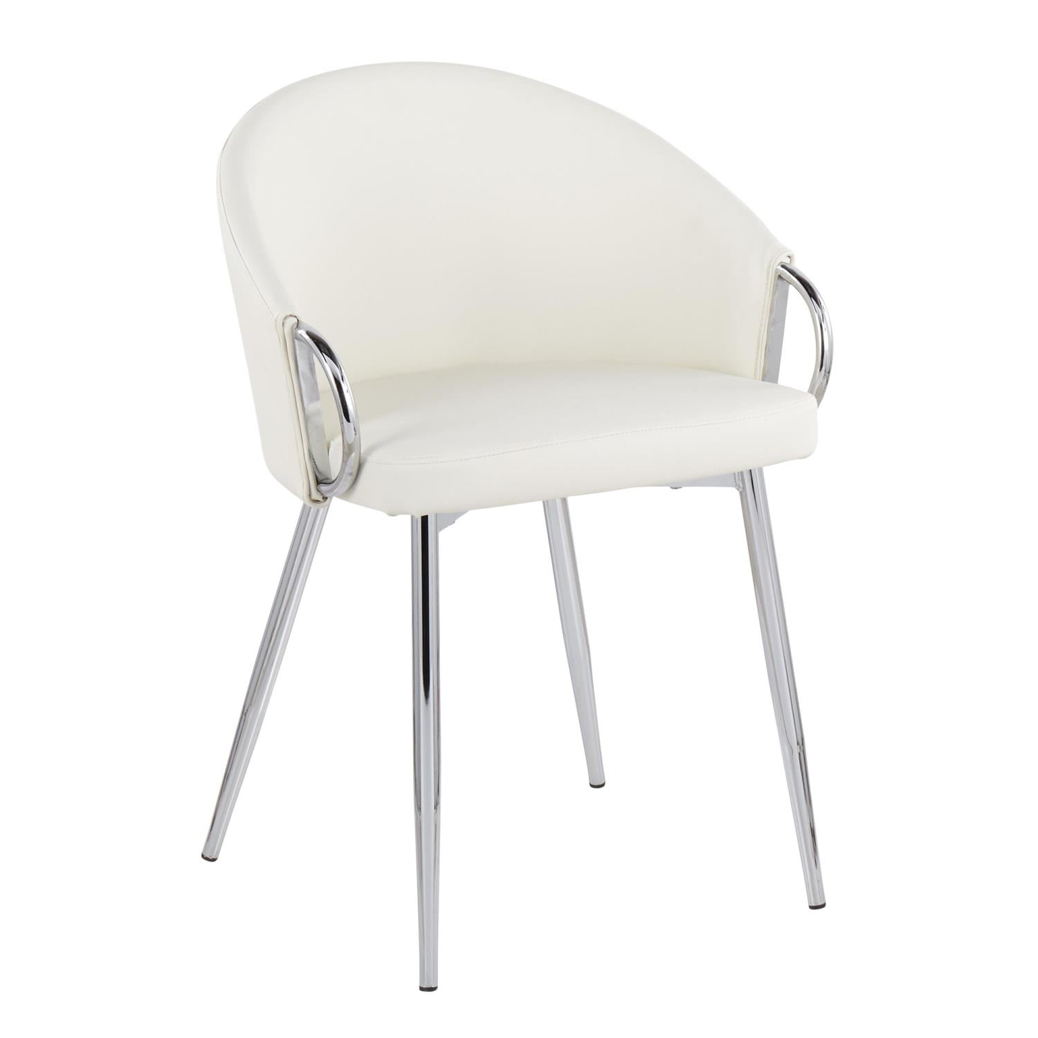 Claire White Faux Leather Low Metal Armchair