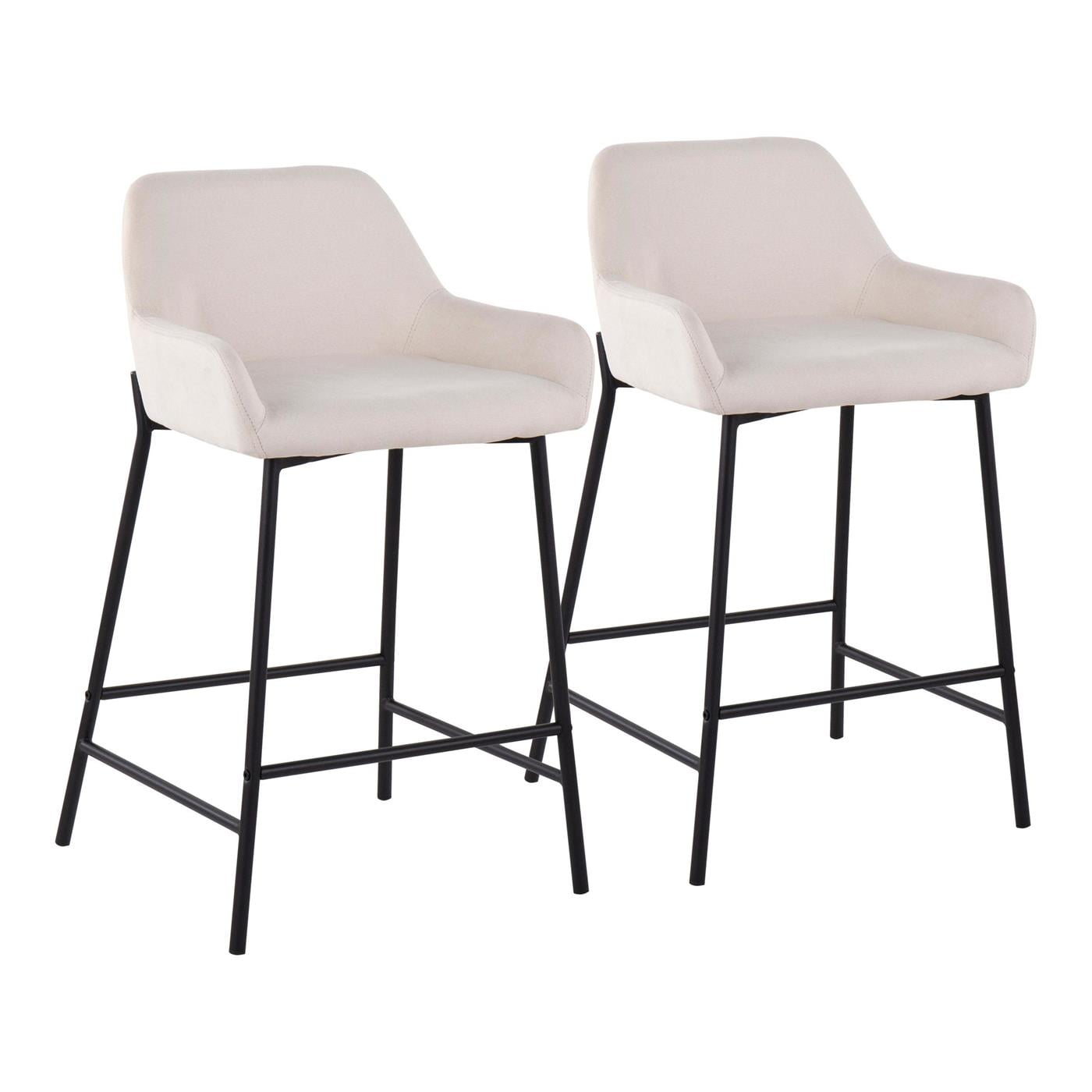 Daniella Cream Fabric and Metal Industrial Counter Stools - Set of 2