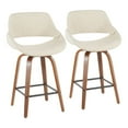 thumbnail image 1 of Lumisource Fabrico Mid-Century Modern Counter Stool in Walnut and Cream Fabric - Set of 2, 1 of 4