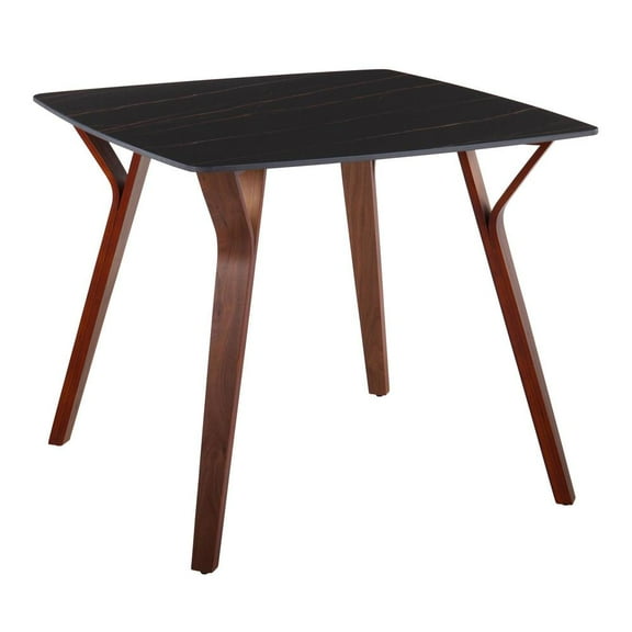 LumiSource Walnut Wood, Black Textured Marble Folia Dinette Table