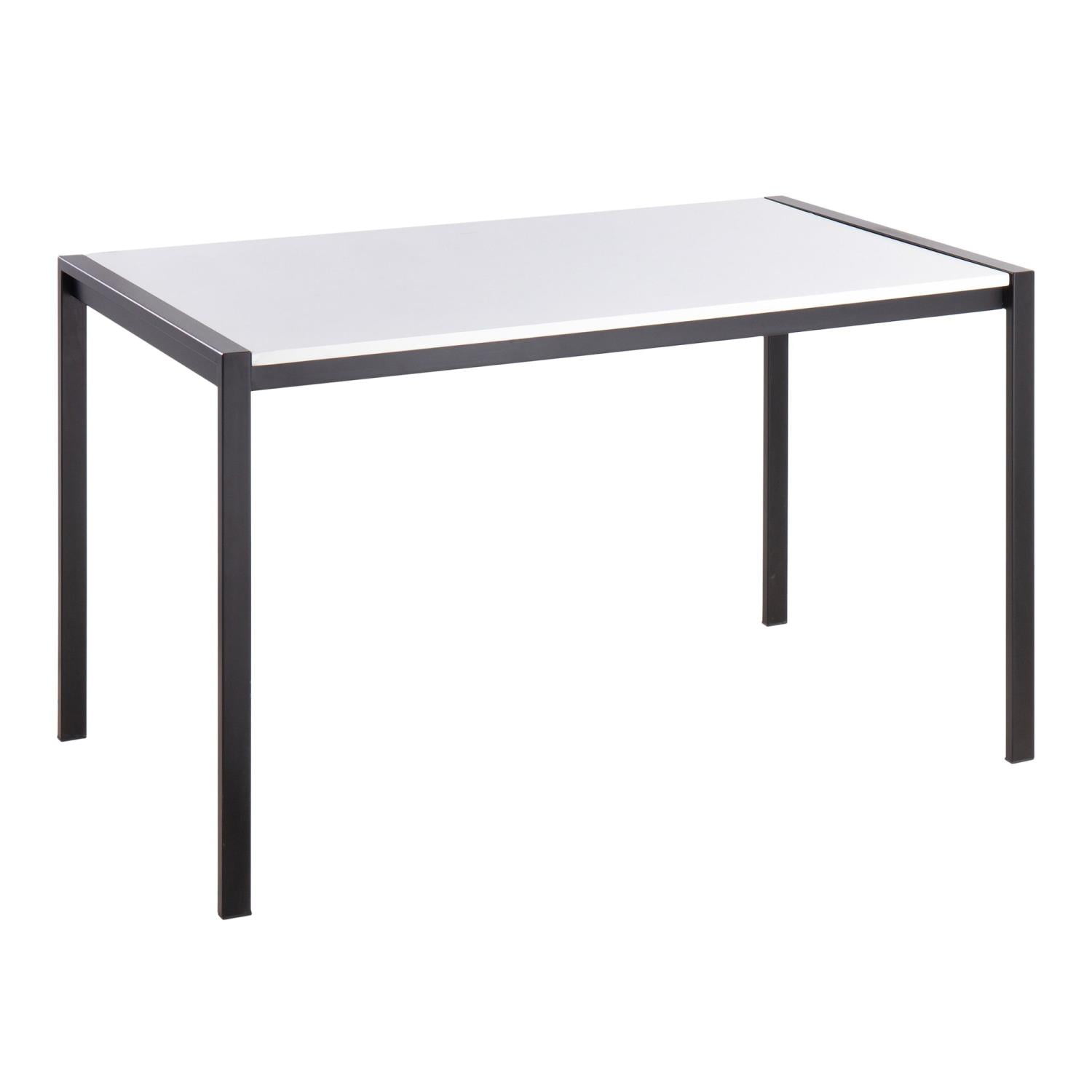 Contemporary Black Metal and White Wood Dining Table