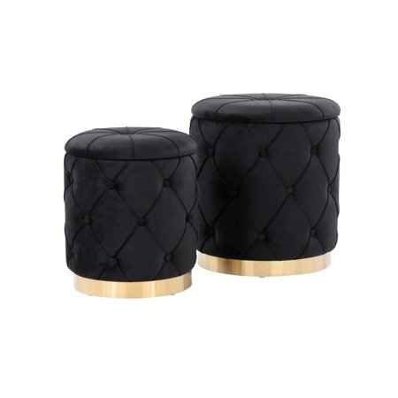 Lumisource Marche Nesting Ottoman Set With Gold Metal Finish OT2-MARCHE AUVBK