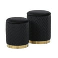 thumbnail image 1 of Lumisource Marla Contemporary/Glam Quilted Ottoman Set in Gold Metal and Black Velvet, 1 of 6