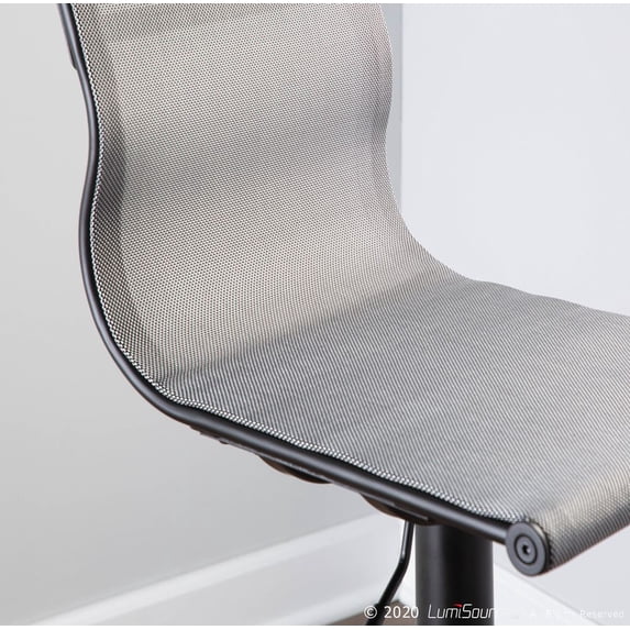 Lumisource Mirage Contemporary Barstool in Black Metal and Silver Mesh Fabric