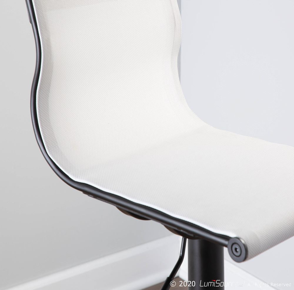 Mirage 47'' Adjustable Swivel Barstool in Black Metal and White Mesh