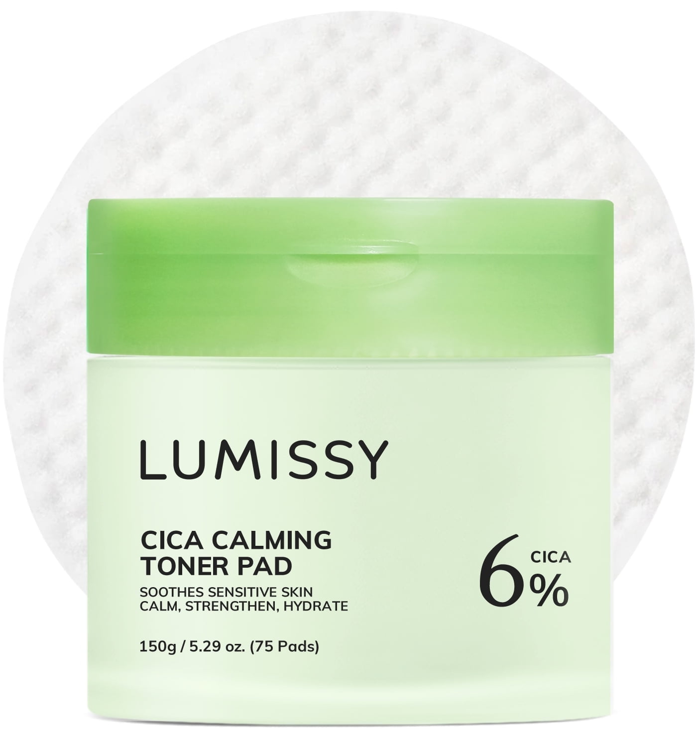 Lumissy CICA Calming Toner Pads, Soothing Centella Asiatica Pads for Sensitive Skin, Gentle Exfoliating & Hydrating Facial Toner 75 Pads