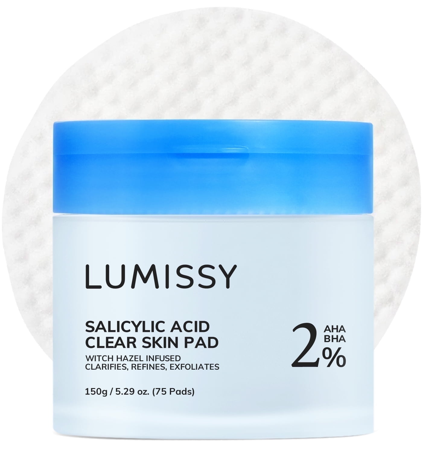Lumissy Salicylic Acid Toner Pads, Dual-Texture Exfoliating Face Pads for Clear and Smooth Skin, 75ct