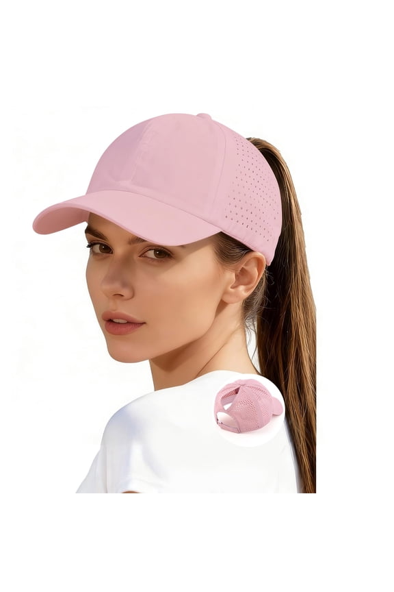 Baseball Cap for Women Candy Color Womens Ponytail Hat Adjustable Criss Cross Baseball Cap High Bun Unisex Trucker Hats Baseball Sport Caps Sun Hat Pink One Size