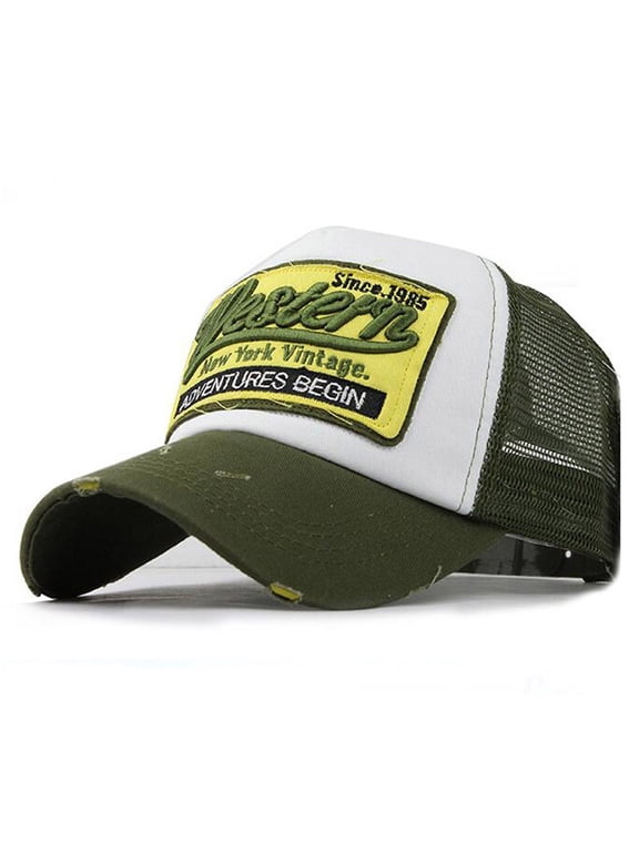 Baseball Caps Embroidered Summer Mesh Hats Casual Hats Hip Hop Baseball Caps Snapback Hat Breathable Adjustable Trucker Hat Green One Size