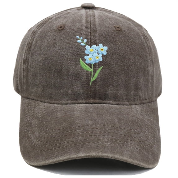 Lumistal Baseball Caps Floral Embroidered Adjustable Baseball Cap Washed Cotton Vintage Adjustable Dad Hats Gift for Women Unstructured Sun Hats for Women Coffee One Size