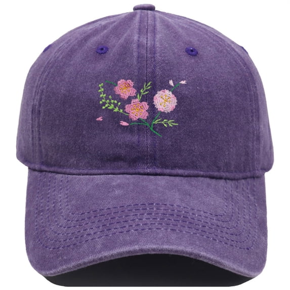 Lumistal Baseball Caps Flower Embroidered Hat Dad Hats Trendy Vintage Washed Plain Baseball Cap Distressed Dad Golf Hat Sun Hats for Women Purple One Size