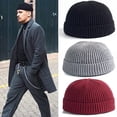 thumbnail image 1 of Lumistal Beanie for Men Fashion Unisex Keep Warm Winter Casual Knitted Hat Wool Hemming Hat Ski Hat Winter Warm Beanie Navy One Size, 1 of 3