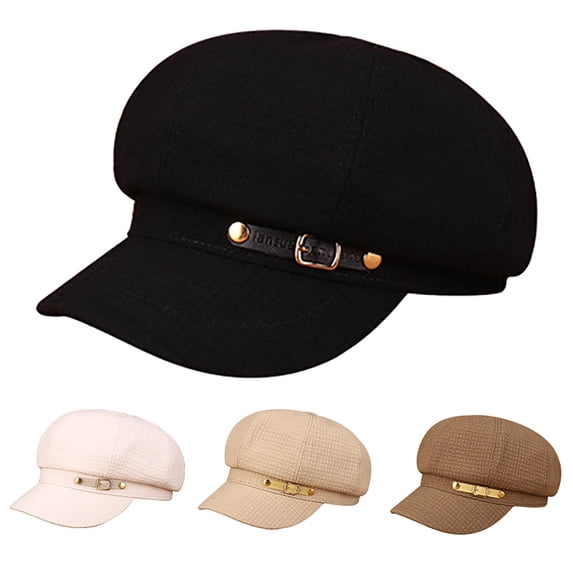 Lumistal Beret for Women Vintage Cotton Hat Winter Cap Casual Beret Hat French Style Beanie Cap Winter Warmer Hat Women's Beret Black One Size