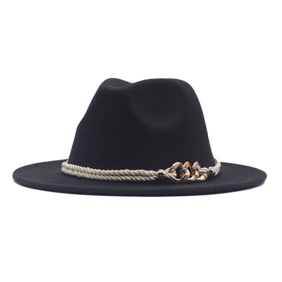 Lumistal Bowler Hats for Women Classic Wide Floppy Panama Hat Belt Buckle Women Cloche Bucket Hat Vintage Fedora Bowler Hats Panama Hat Black One Size