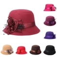 thumbnail image 1 of Lumistal Bowler Hats for Women Solid Color Wide Brim Warm Cloche Bowler Hat Vintage Felt Cloche Hat Winter Floral Fedora Bucket Hat Cloche Hats for Women Purple One Size, 1 of 6