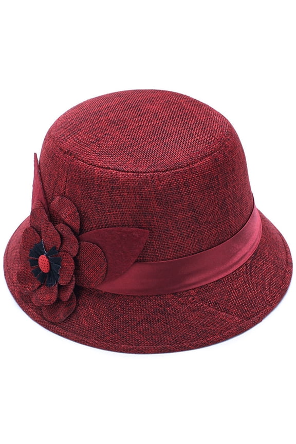 Bowler Hats for Women Sunshade Hat Breathable Big Princess Cloche Hat Winter Floral Fedora Bucket Hat Bowler Hats Fedora Hats for Women Red One Size