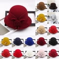 thumbnail image 1 of Lumistal Bowler Hats for Women Vintage Felt Cloche Hat Winter Floral Fedora Bucket Hat Round Top Casual Fisherman Basin Cap Small Bowler Hat Cloche Hats for Women C M, 1 of 4