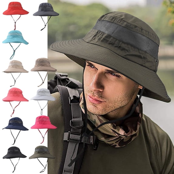 Lumistal Bucket Hat for Men Sun Hat UPF Protection Wide Brim Breathable Fishing Hat Sun Sunscreen Wide Brim Bucket Hat Foldable Sun Bucket Hats for Men Green M