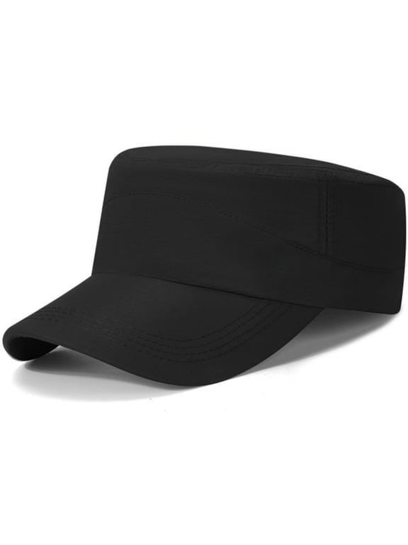 Cadet Army Caps Adjustable Flat Top Cap Unisex Cadet Hats for Women Basic Baseball Caps Hat for Men Women Flat Top Hat Black One Size