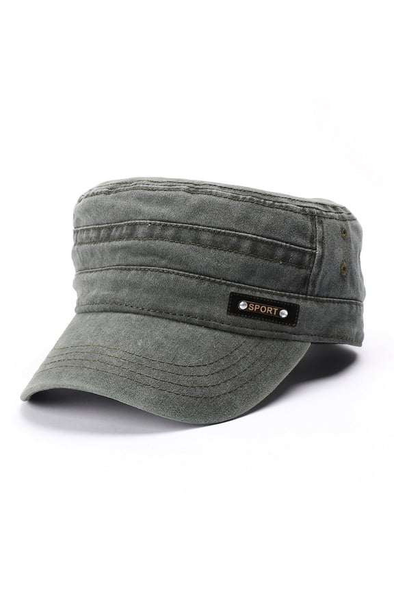 Cadet Army Caps Men Womens Fashion Cotton Flat Top Hat Outdoor Hat Sun Visor Military Hat for Men Adjustable Flat Top Hat Army Green One Size
