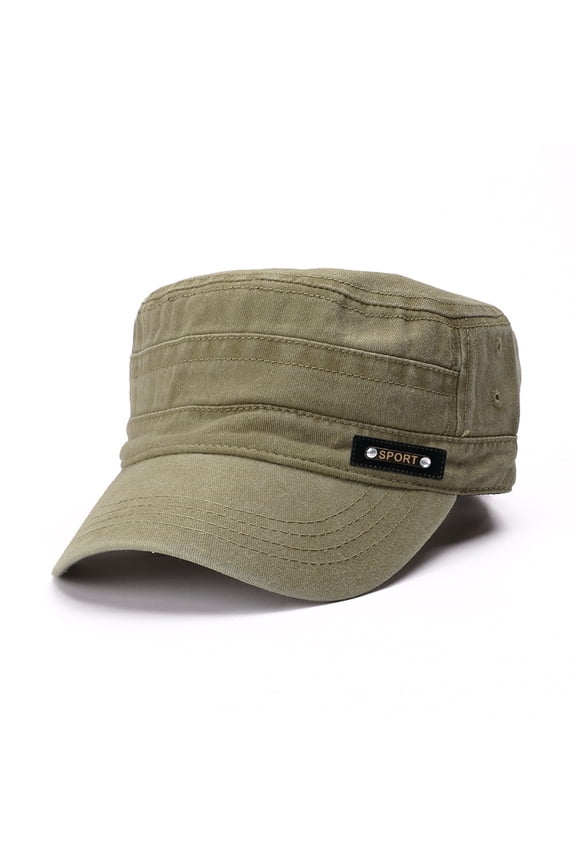 Cadet Army Caps Men Womens Fashion Cotton Flat Top Hat Outdoor Hat Sun Visor Military Hat for Men Adjustable Flat Top Hat Khaki One Size
