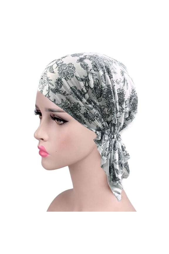 Chemo Headwrap for Women Turban Headwear for Cancer Patients Skull Cap Hair Loss Cover Lightweight Head Covering Hat Muslim Elastic Turban Cotton Hat Head Scarf Wrap F One Size