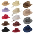 thumbnail image 1 of Lumistal Cowboy Hats for Women Classic Western Hat With Leather And Metal Embellishments Brown Cowboy Hat For Outdoor Casual Wear Cowgirl Outfits for Women Dark Gray One Size, 1 of 3