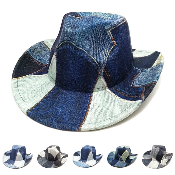 Lumistal Cowboy Hats for Women Western Cowboy Hat For Women Man Wide Brim Cowboy Hat For Costume Dress Up Cosplay Cowboy Hat Cowgirl Outfits for Women Light Blue M