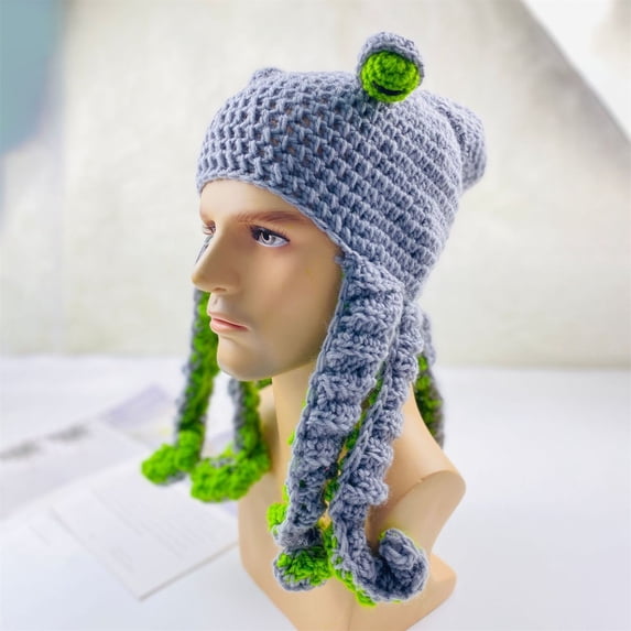Lumistal Crochet Hat for Women Halloween Party Tricky Funny Head Cover Crochet Yarn Hat Crochet Hat Winter Novelty hat Winter Warm Hat B One Size
