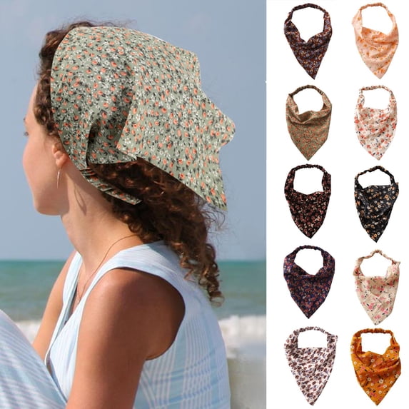Lumistal Head Kerchief For Women Floral Hair Bandanas Head Kerchief Women Bandana PrintHair Scarf Triangle Hair Kerchief With Ties Head Scarf Headband for Women One Size