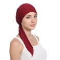 thumbnail image 1 of Lumistal Head Wraps For Women Women India Beading Muslim Stretch Turban Hat Cotton Hair Tail Head Scarf Wrap Turban for Women Wine One Size, 1 of 1