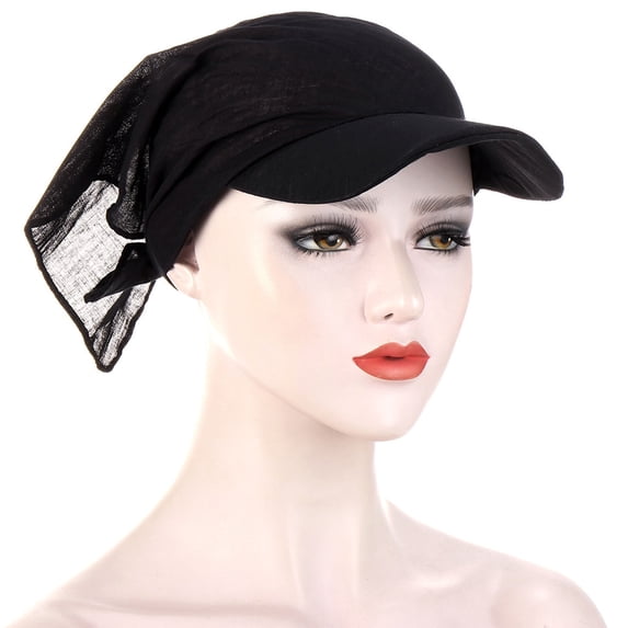 Lumistal Head Wraps For Women Printing Sun Cap Head Scarf With Brim Visor Baseball Cap Headwraps Headscarf Caps Cancer Chemo Headwrap Head Wear Turban Hat for Women Black One Size