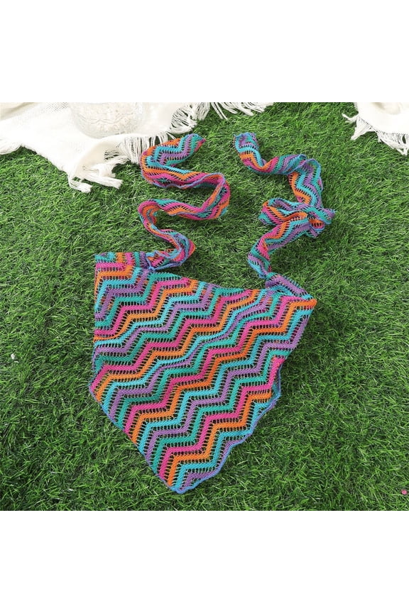 Headbands For Women Knit Head Kerchief Women Bandana Print Boho Headband Hair Scarf Triangle Head Kerchief with Ties Fashion Hair Accessories Blue One Size