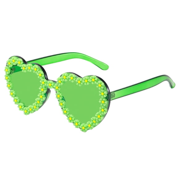 Lumistal Heart Shape Sunglasses for Women Cute Fun UV Protection Lightweight Sun Glasses for Women Style Rimless Package Sunglasses Party Concert Vacation Photo Prop Green One Size